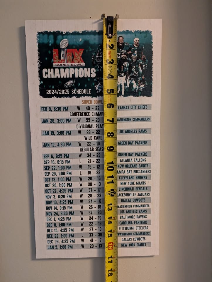 Eagles 2024-25 wooden hand made schedule