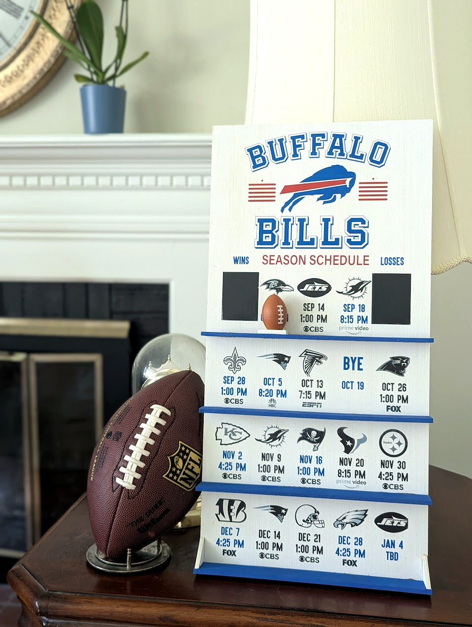 Bills hand made FOOTBALL SCHEDULE.