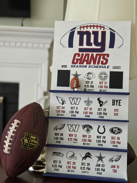 New York Giants hand made 2026 FOOTBALL SCHEDULE