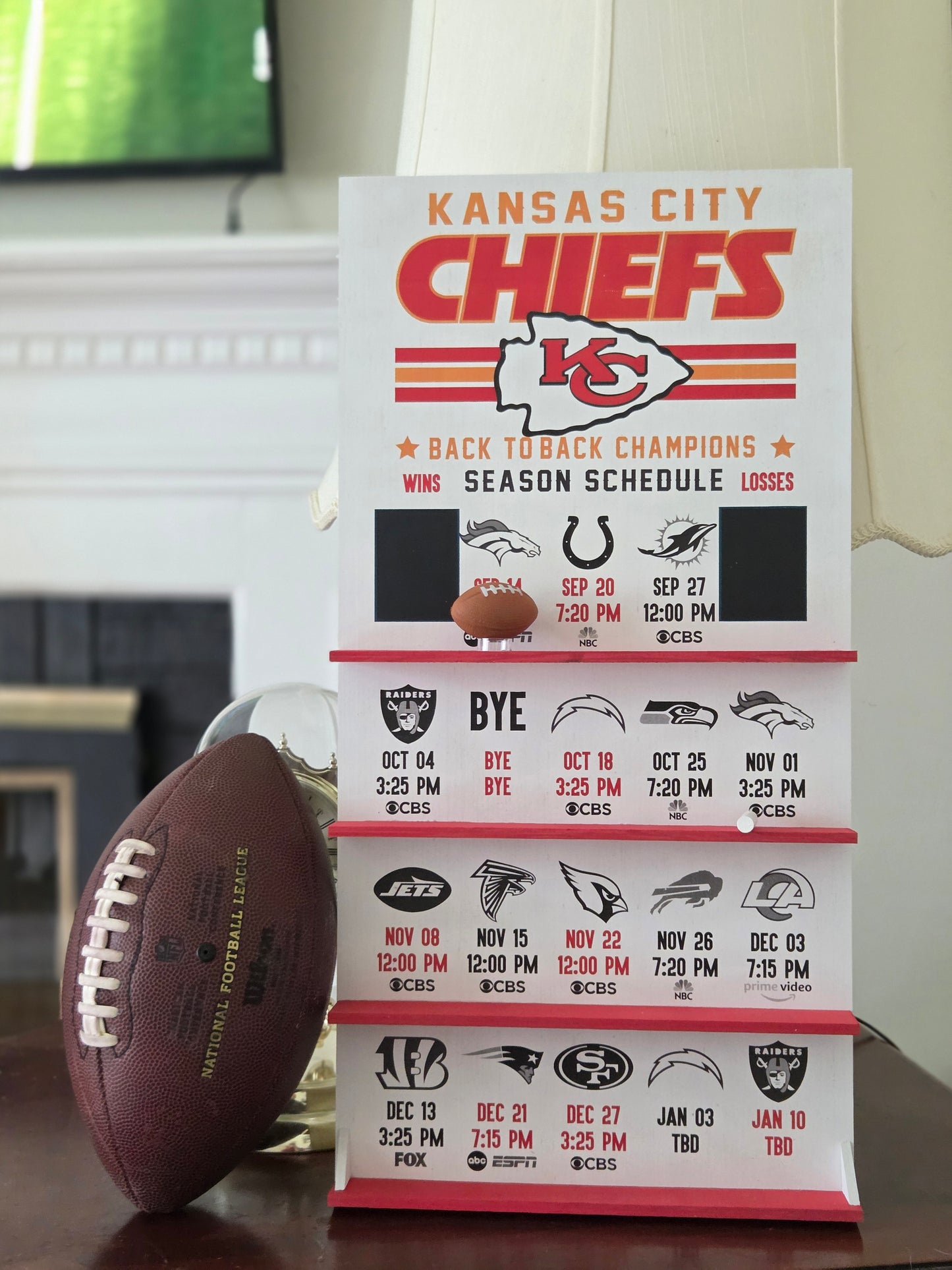 Chiefs hand made 2026 FOOTBALL SCHEDULE