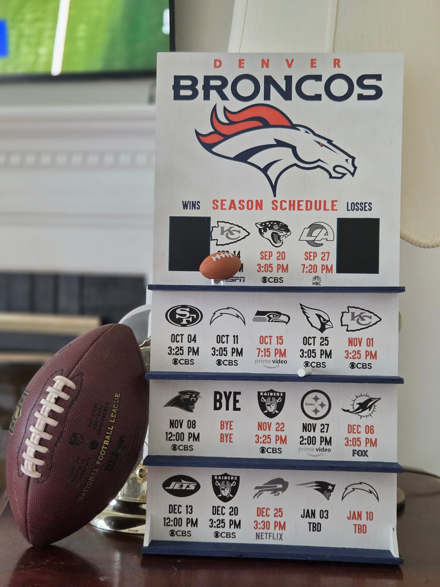 Denver Broncos hand made 2026 FOOTBALL SCHEDULE.