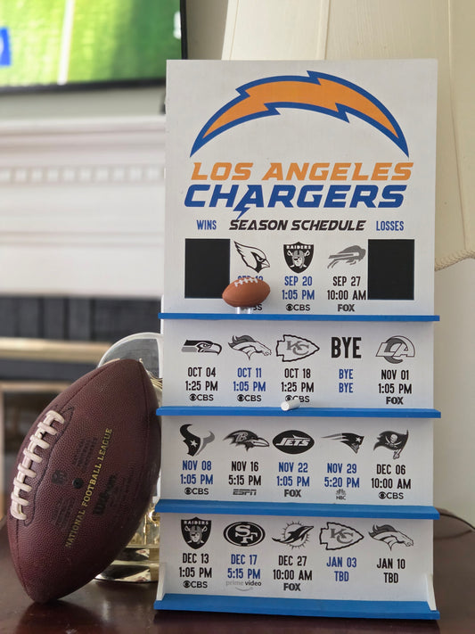 LA Chargers hand made 2026 FOOTBALL SCHEDULE
