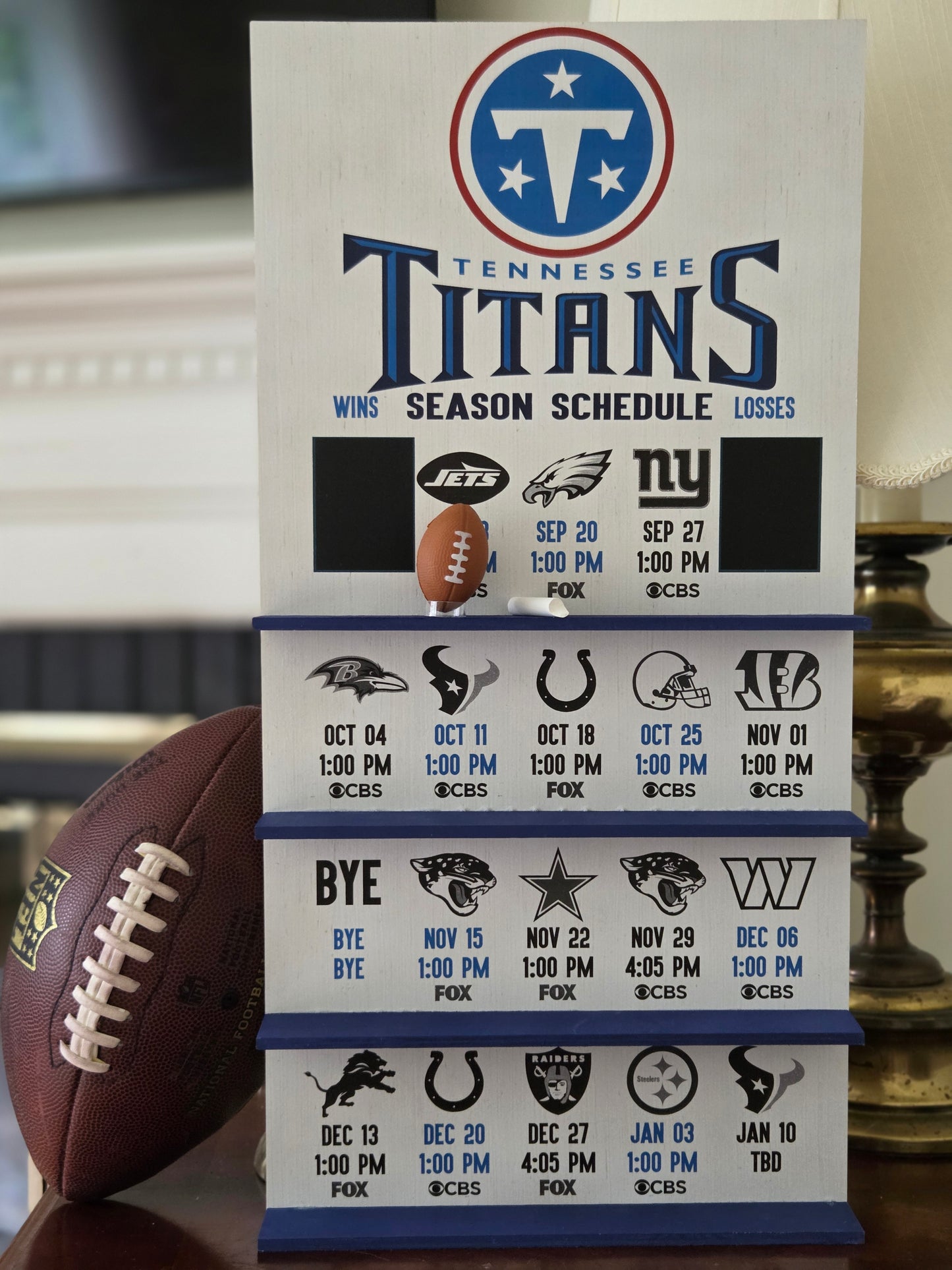 Tennessee Titans hand made 2026 FOOTBALL SCHEDULE