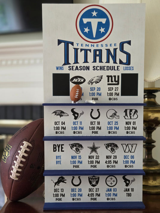 Tennessee Titans hand made 2026 FOOTBALL SCHEDULE