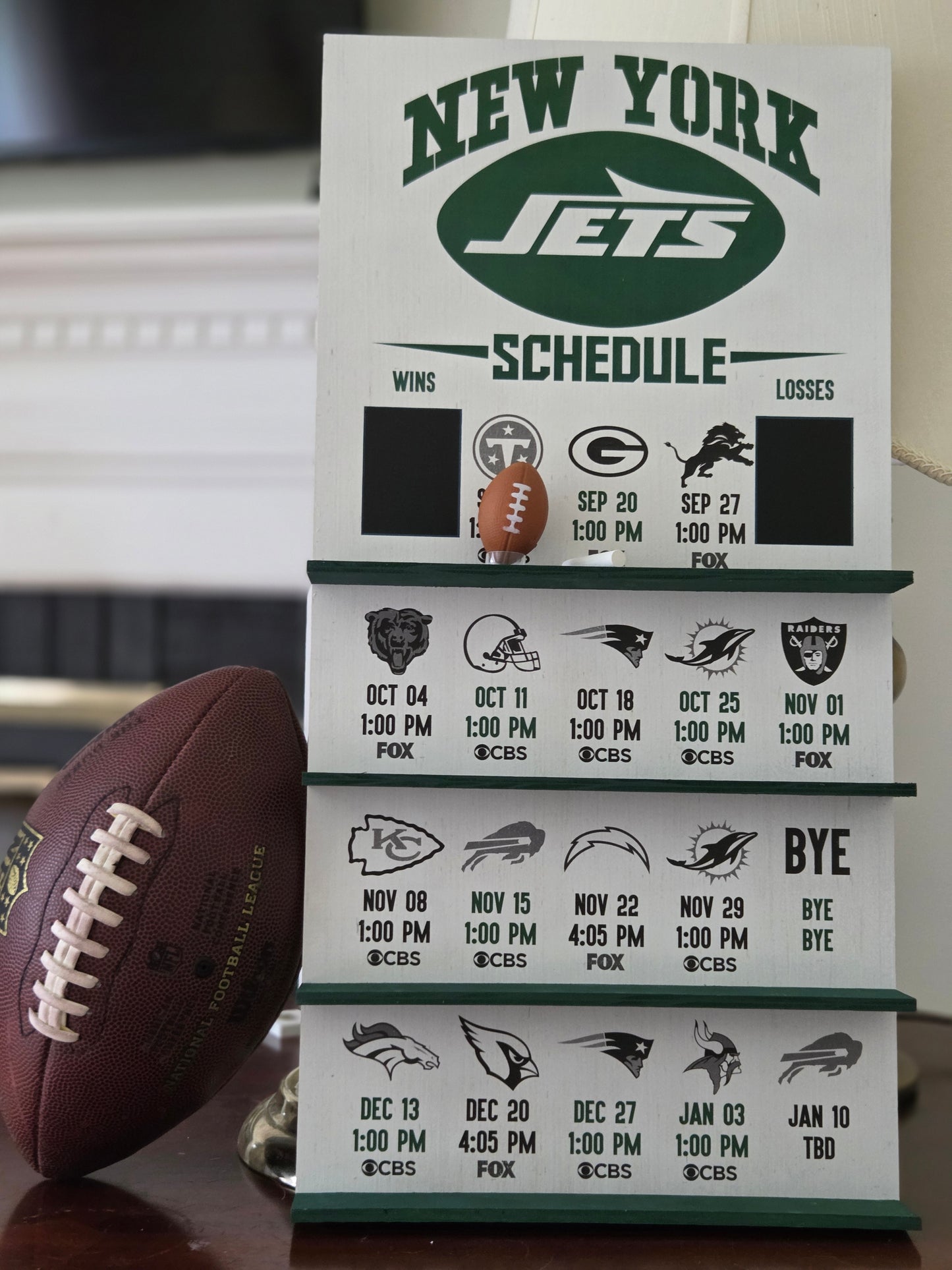 NY Jets hand made 2026 FOOTBALL SCHEDULE.