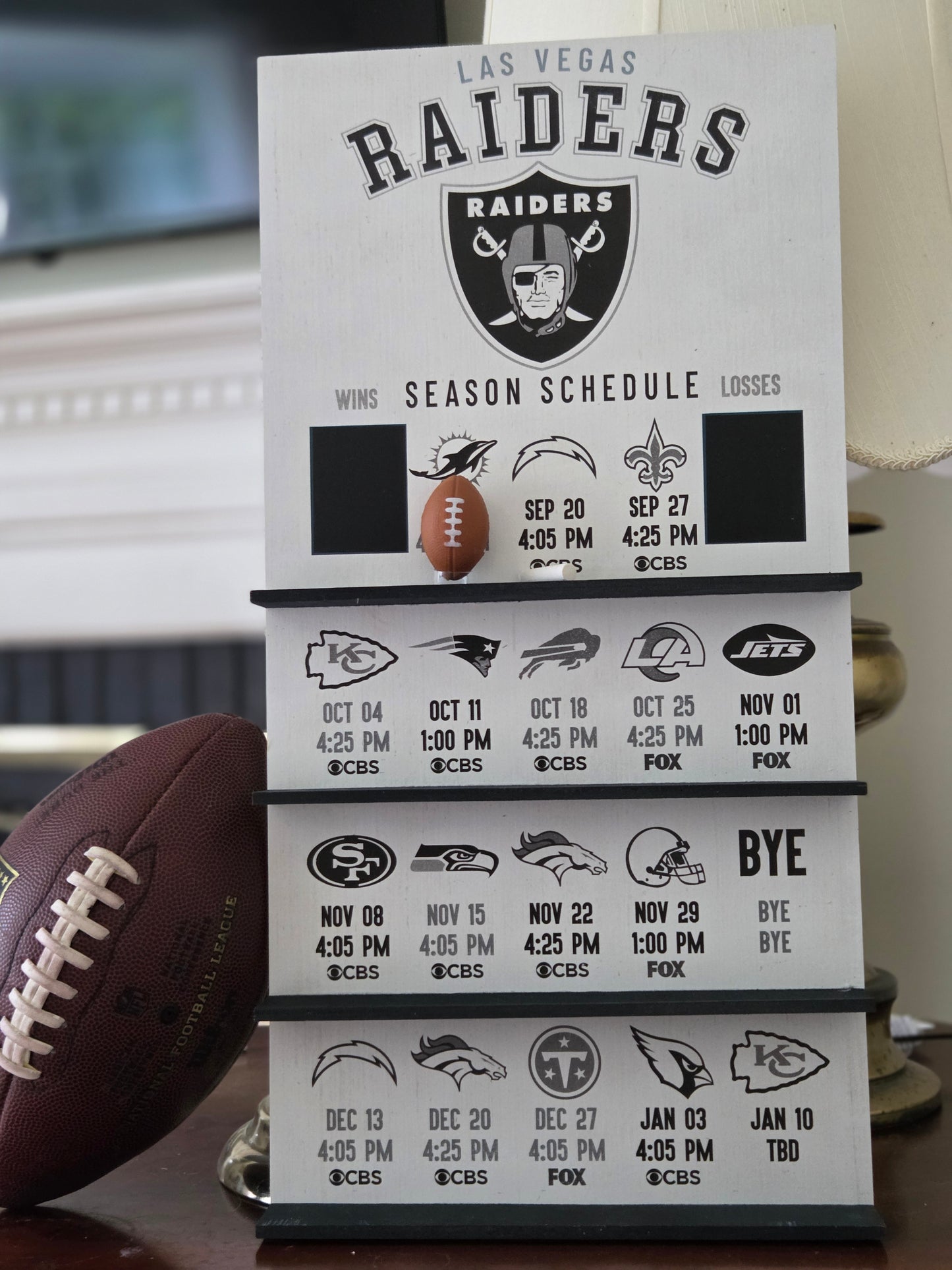 Las Vegas Raiders hand made 2026 FOOTBALL SCHEDULE