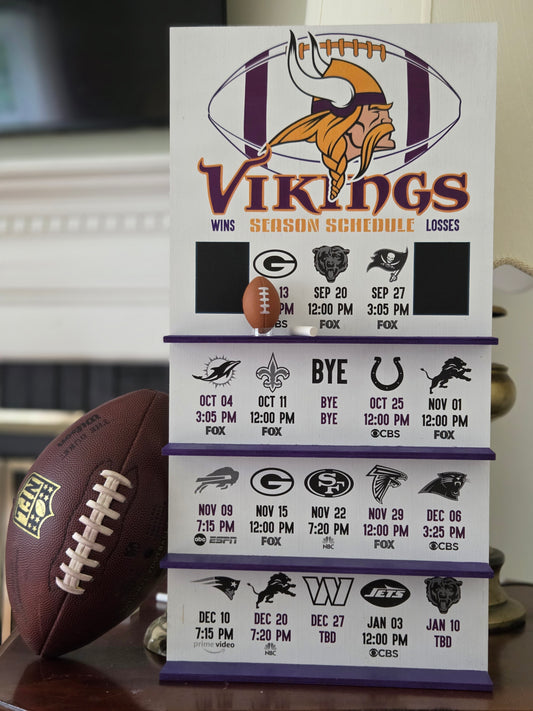 Minnesota Vikings hand made 2026 FOOTBALL SCHEDULE