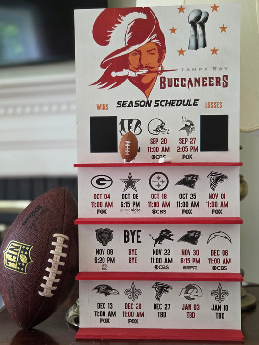 Tampa Bay Buccaneers hand made 2026 FOOTBALL SCHEDULE creamsicle version
