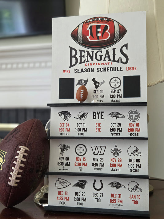 Cincinnati Bengals hand made 2026 FOOTBALL SCHEDULE