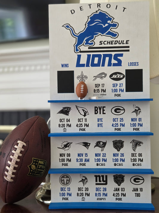 Detroit Lions hand made 2026 FOOTBALL SCHEDULE