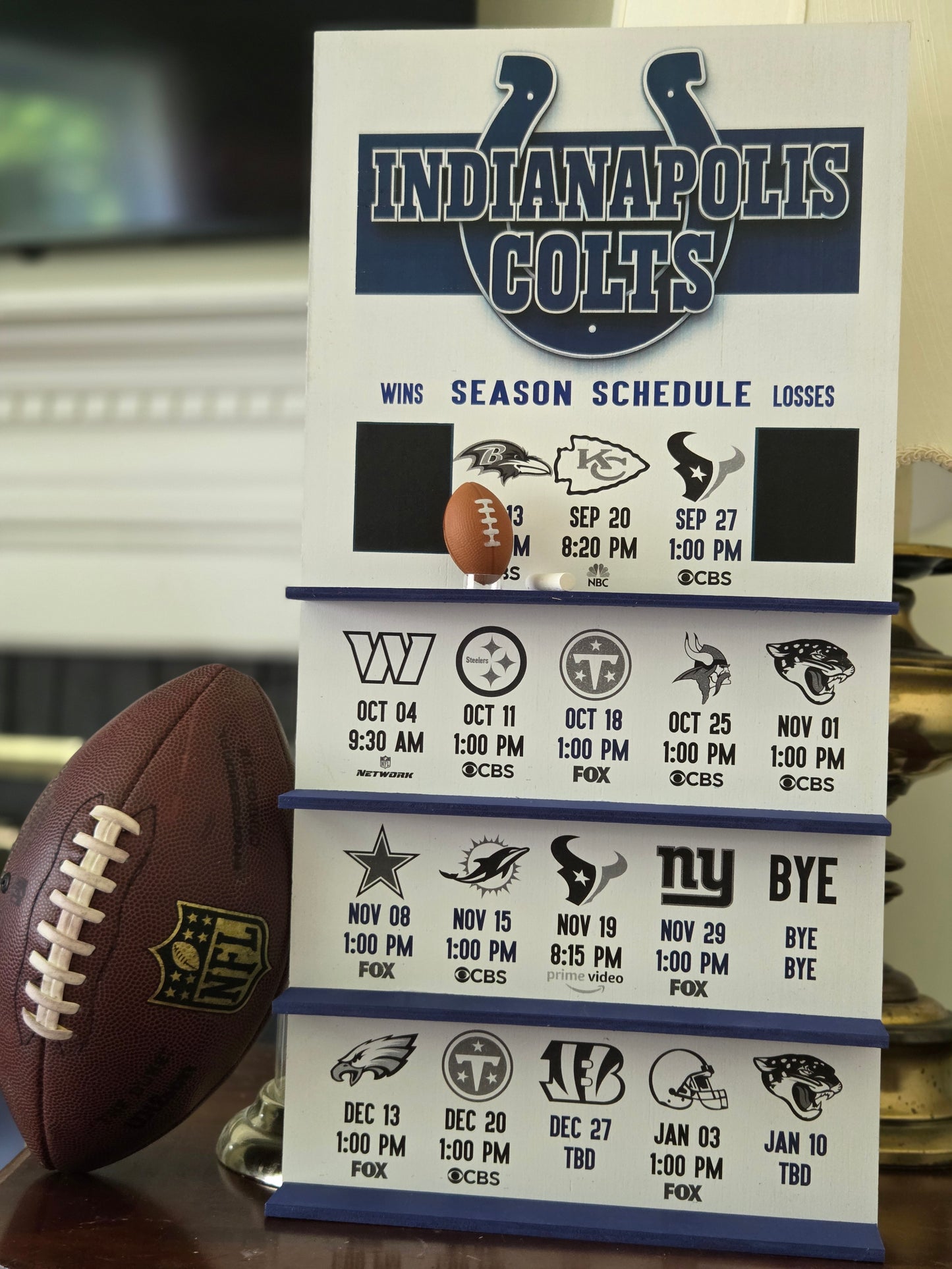 Indianapolis Colts hand made 2026 FOOTBALL SCHEDULE