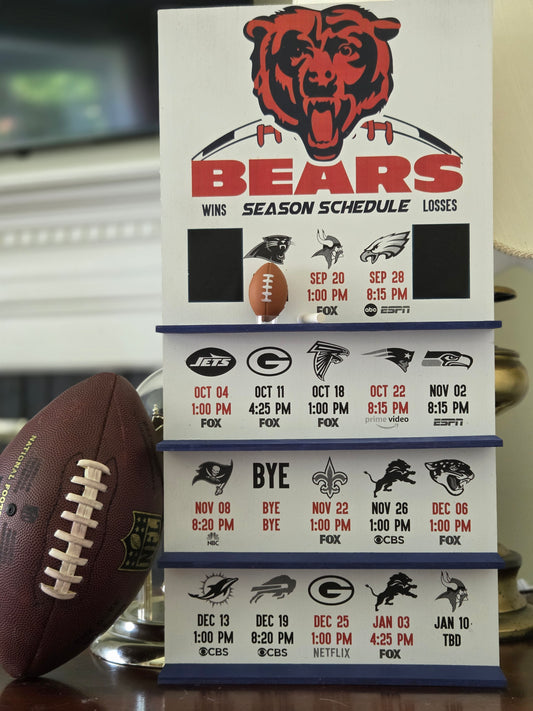 Chicago Bears hand made 2026 FOOTBALL SCHEDULE