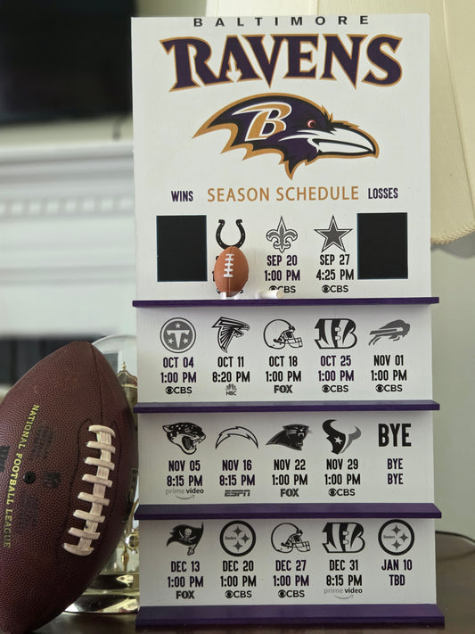 Baltimore Ravens hand made 2026 FOOTBALL SCHEDULE