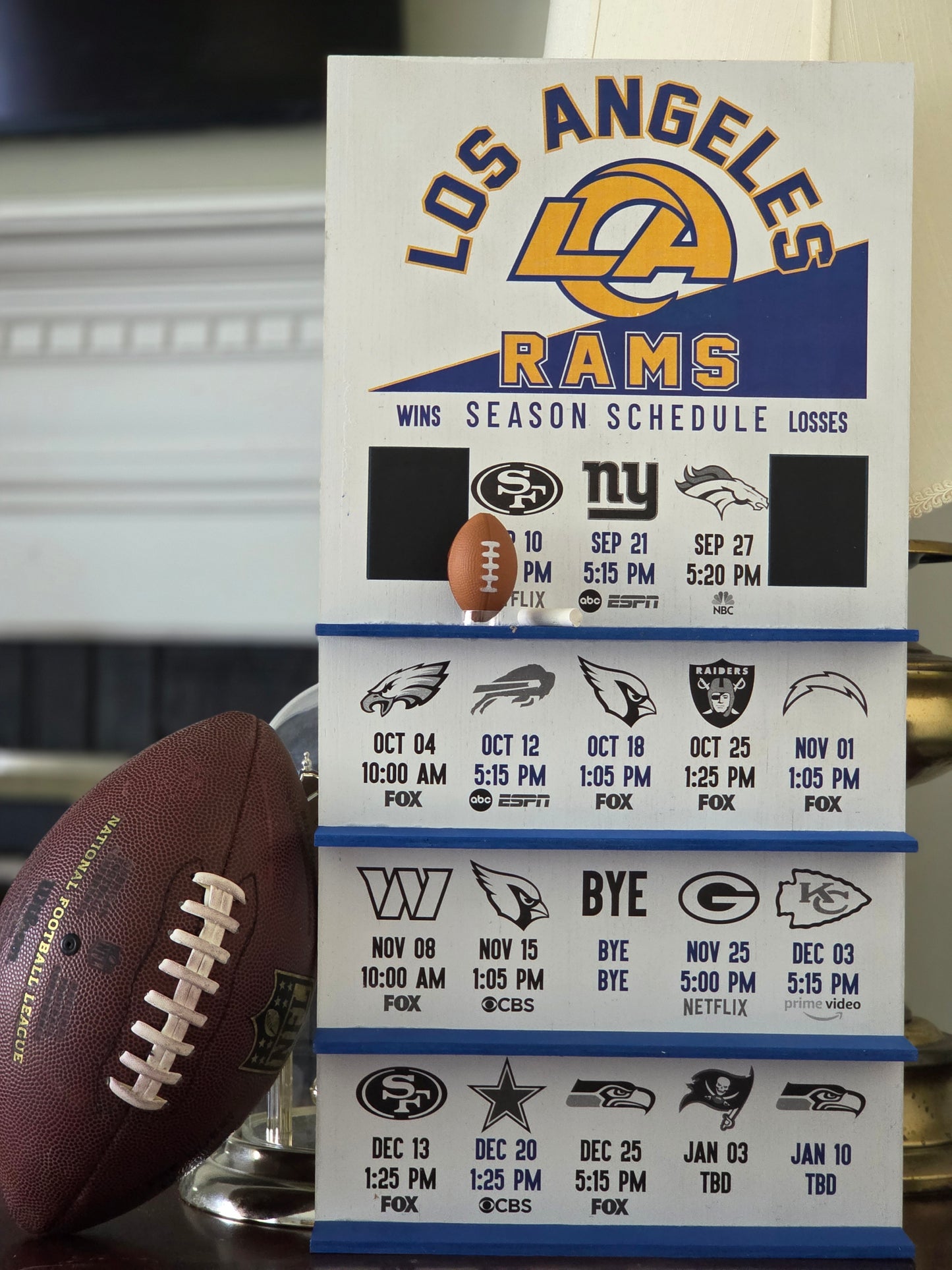 LA Rams hand made 2026 FOOTBALL SCHEDULE