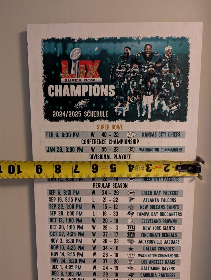 Eagles 2024-25 wooden hand made schedule