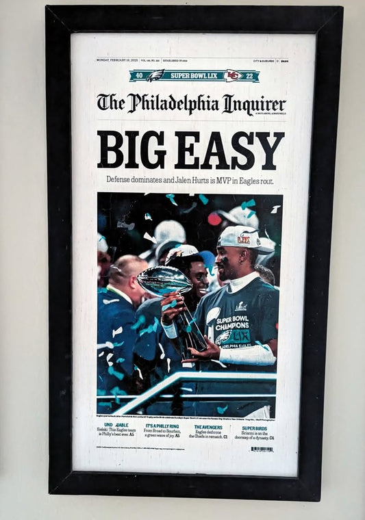 Eagles LIX Super Bowl wooden hand made front page
