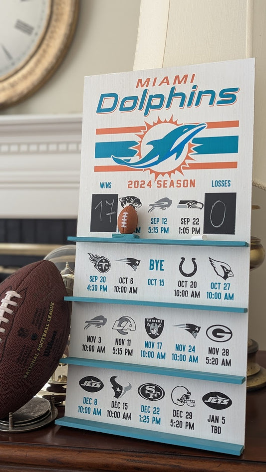 Miami Dolphins hand made FOOTBALL SCHEDULE