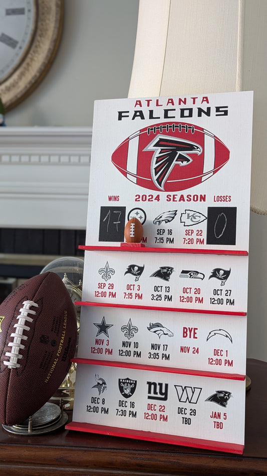 Atlanta Falcons hand made FOOTBALL SCHEDULE