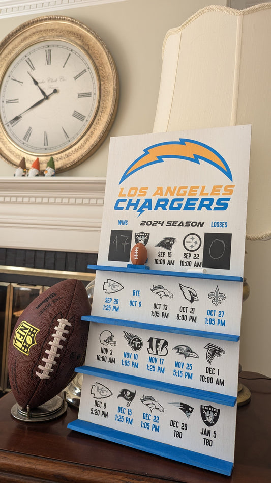 LA Chargers hand made FOOTBALL SCHEDULE
