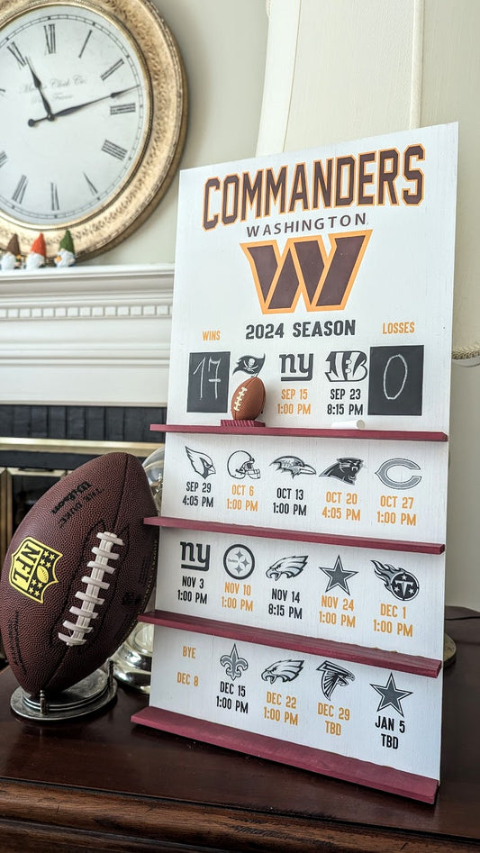Washington Commanders hand made FOOTBALL SCHEDULE