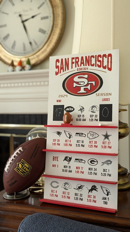 San Francisco 49ers hand made FOOTBALL SCHEDULE