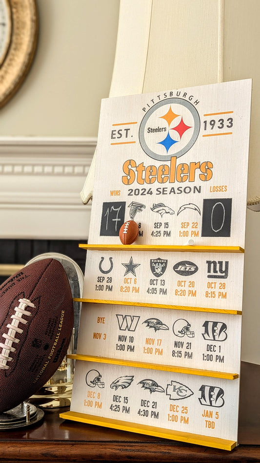 Pittsburgh Steelers hand made FOOTBALL SCHEDULE