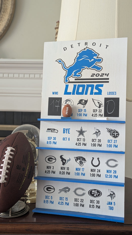 Detroit Lions hand made FOOTBALL SCHEDULE