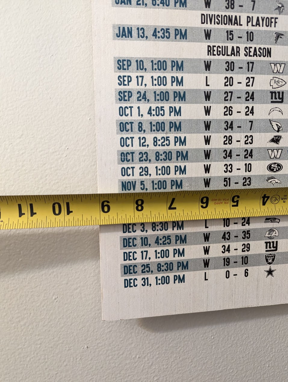Eagles 2017-18 wooden hand made schedule