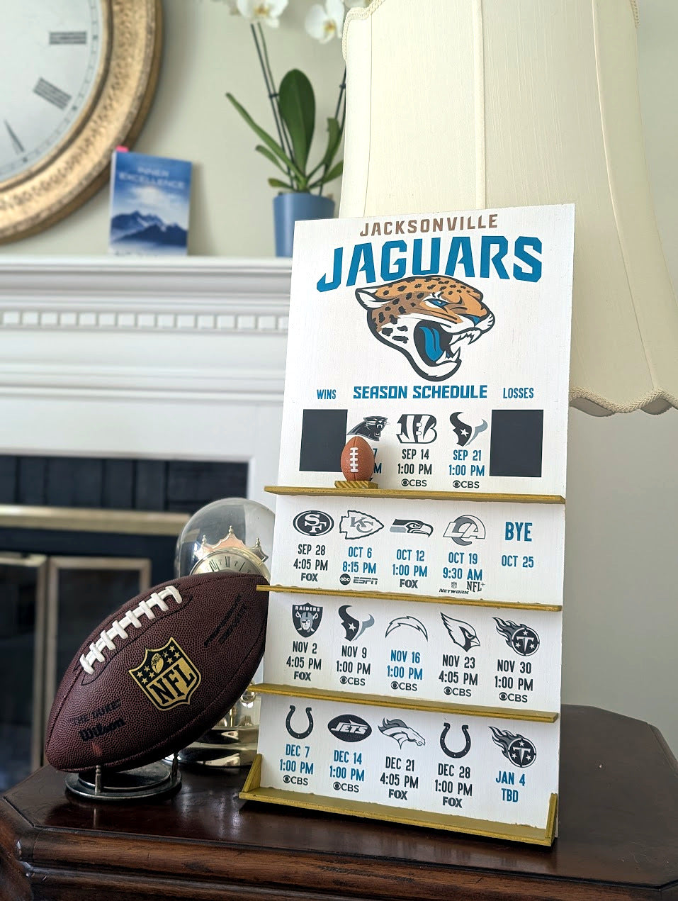 Jacksonville Jaguars  hand made FOOTBALL SCHEDULE