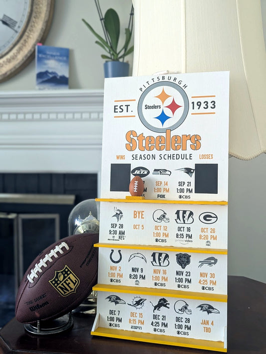 Pittsburgh Steelers hand made FOOTBALL SCHEDULE