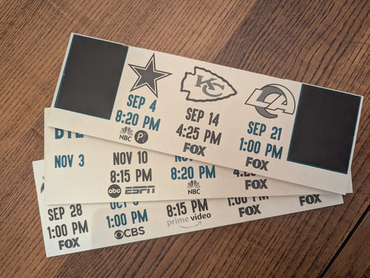 Miami Dolphins 2025 Update kit for the football schedule.
