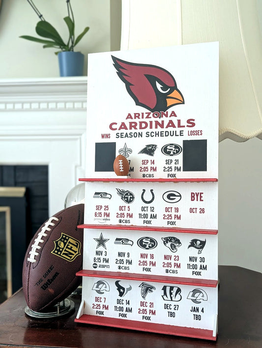 Arizona Cardinals hand made FOOTBALL SCHEDULE