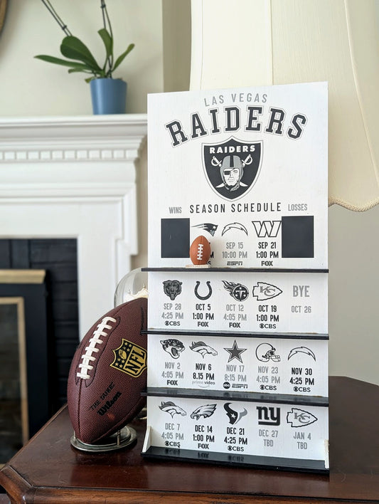 Las Vegas Raiders hand made FOOTBALL SCHEDULE