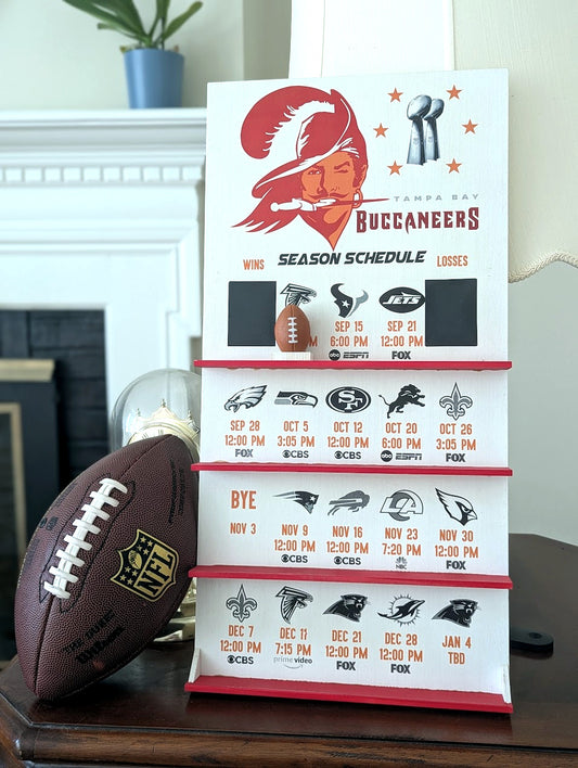 Tampa Bay Buccaneers hand made FOOTBALL SCHEDULE creamsicle version