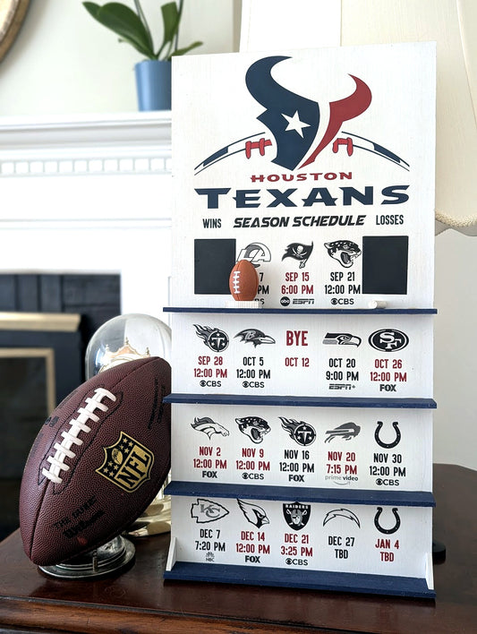 Houston Texans hand made FOOTBALL SCHEDULE