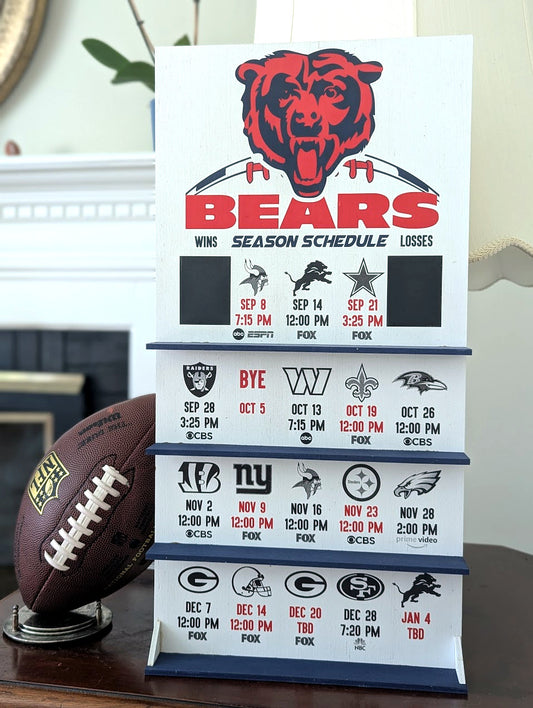 Chicago Bears hand made FOOTBALL SCHEDULE