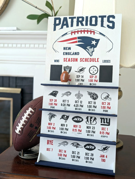 New England Patriots hand made FOOTBALL SCHEDULE