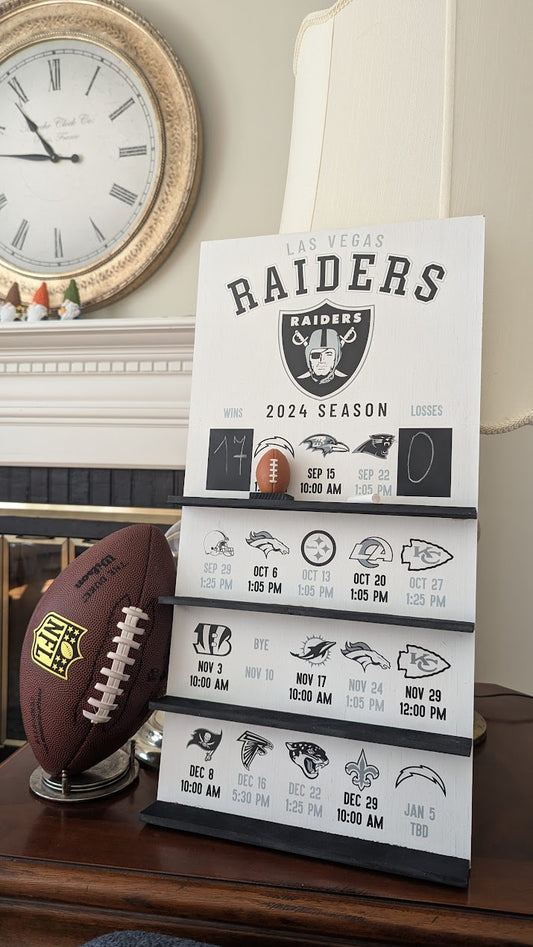 Las Vegas Raiders hand made FOOTBALL SCHEDULE