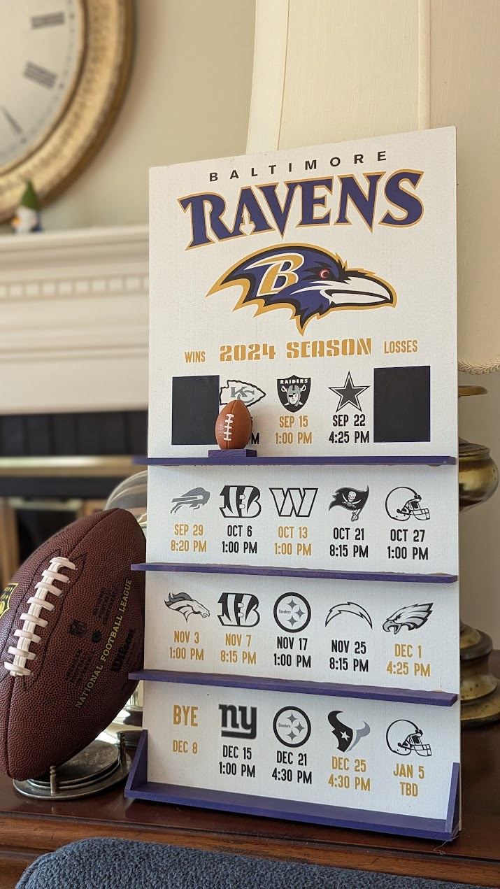 Baltimore Ravens hand made FOOTBALL SCHEDULE