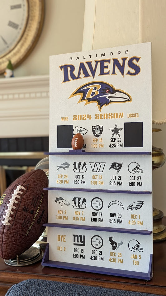 Baltimore Ravens hand made FOOTBALL SCHEDULE