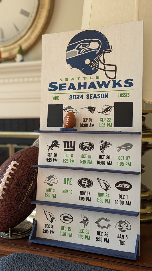 Seattle Seahawks hand made FOOTBALL SCHEDULE