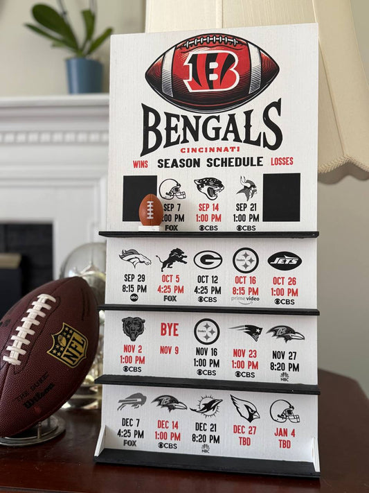 Cincinnati Bengals hand made FOOTBALL SCHEDULE