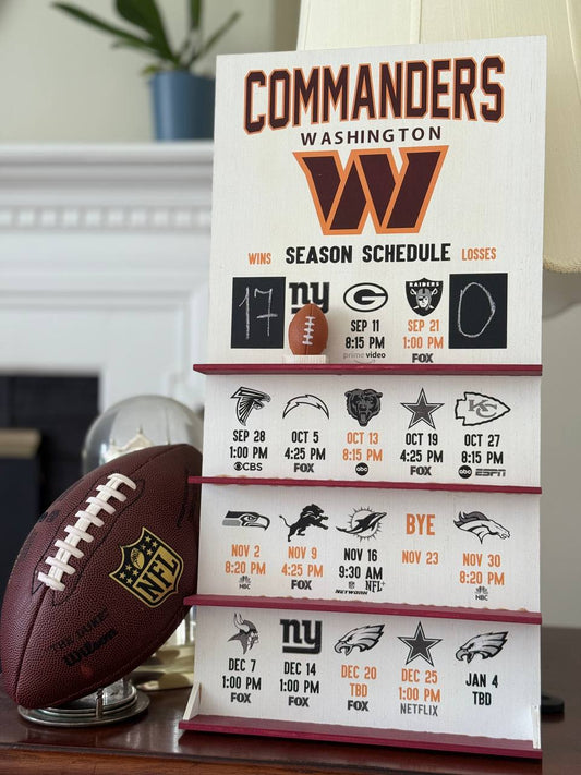 Washington Commanders hand made FOOTBALL SCHEDULE