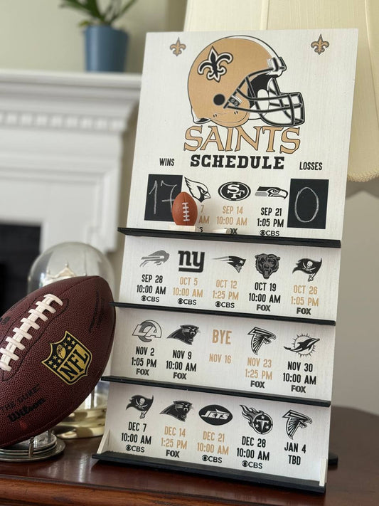 New Orleans Saints hand made FOOTBALL SCHEDULE