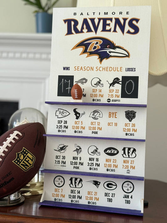 Baltimore Ravens hand made FOOTBALL SCHEDULE