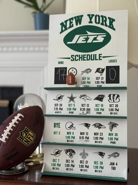 NY Jets hand made FOOTBALL SCHEDULE.