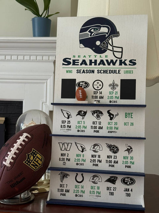 Seattle Seahawks hand made FOOTBALL SCHEDULE